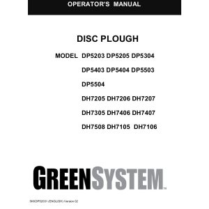 Frontier Disc Plough DP5203 DH7106 Operators Manual