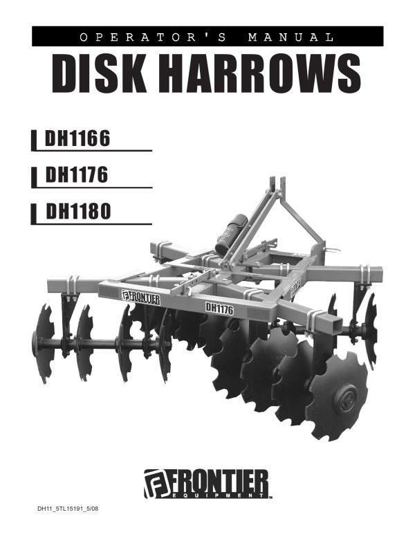 Frontier Disk Harrow DH1166 DH1180 Operators Manual