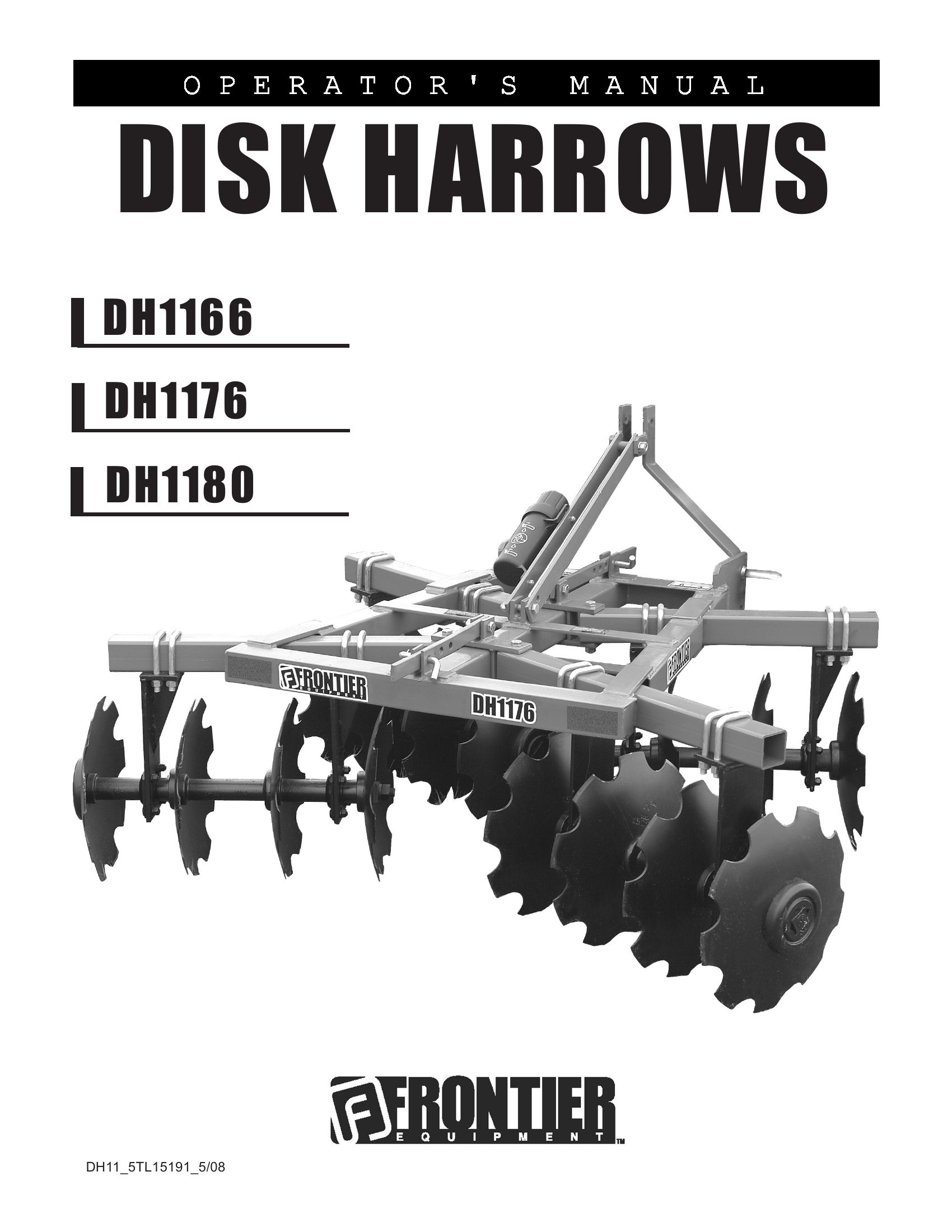 Frontier Disk Harrow DH1166 DH1180 Operators Manual