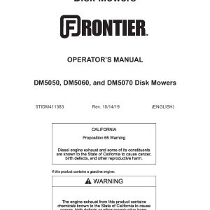 Frontier Disk Mowers DM5050 DM5070 Operators Manual