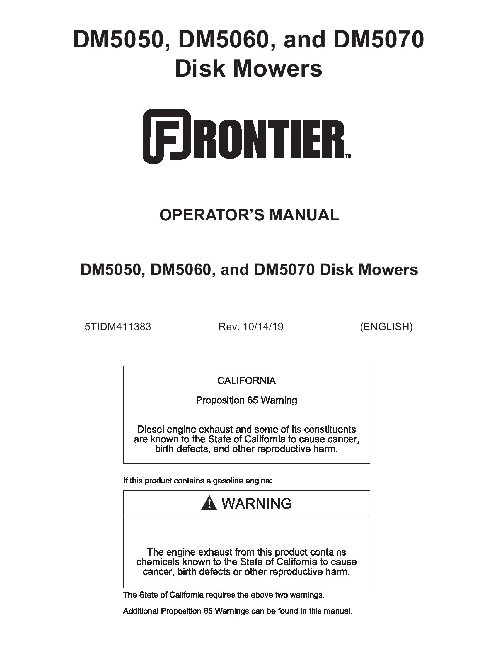 Frontier Disk Mowers DM5050 DM5070 Operators Manual