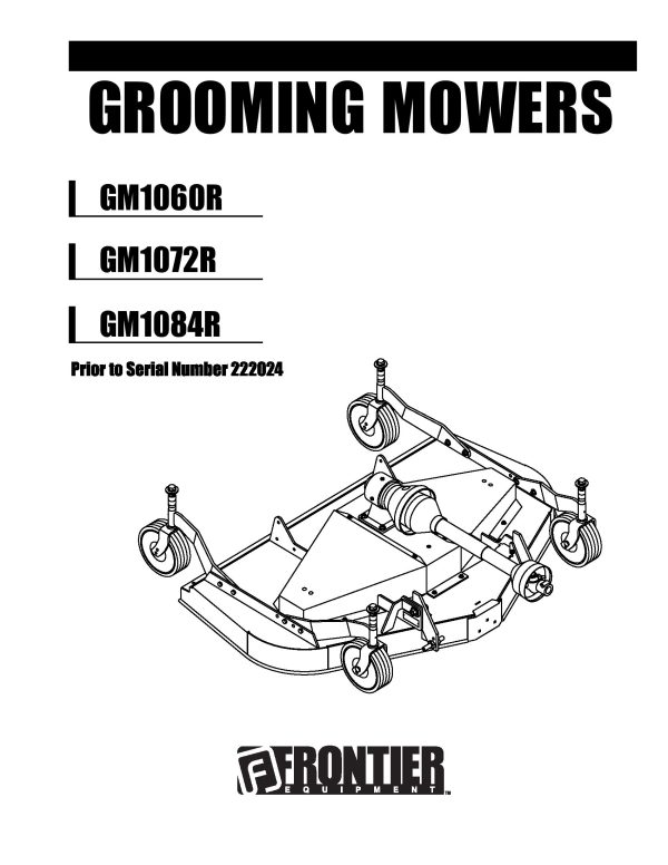 Frontier Grooming Mowers GM1060R GM1084R Operators Manual 2002