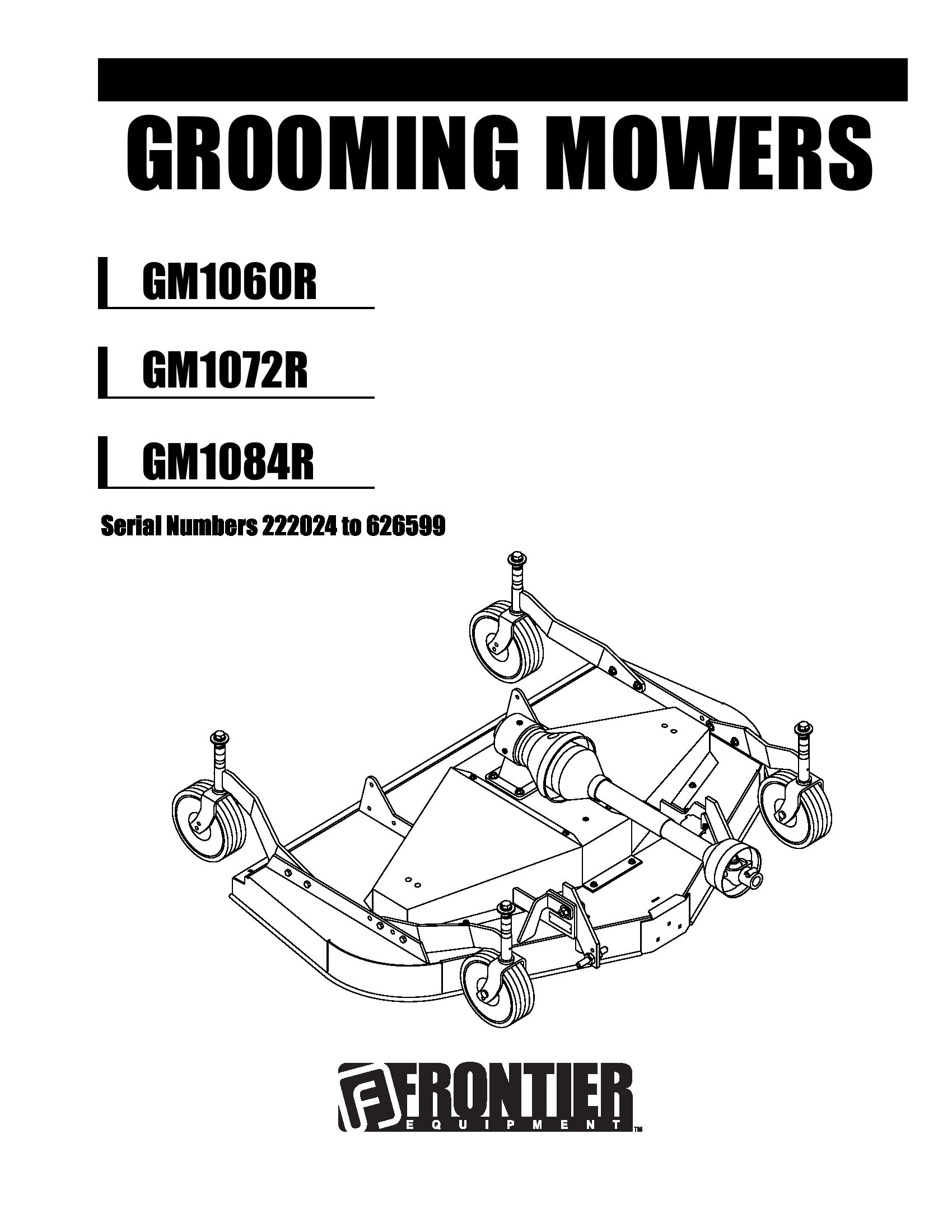 Frontier Grooming Mowers GM1060R GM1084R Operators Manual 9.2007