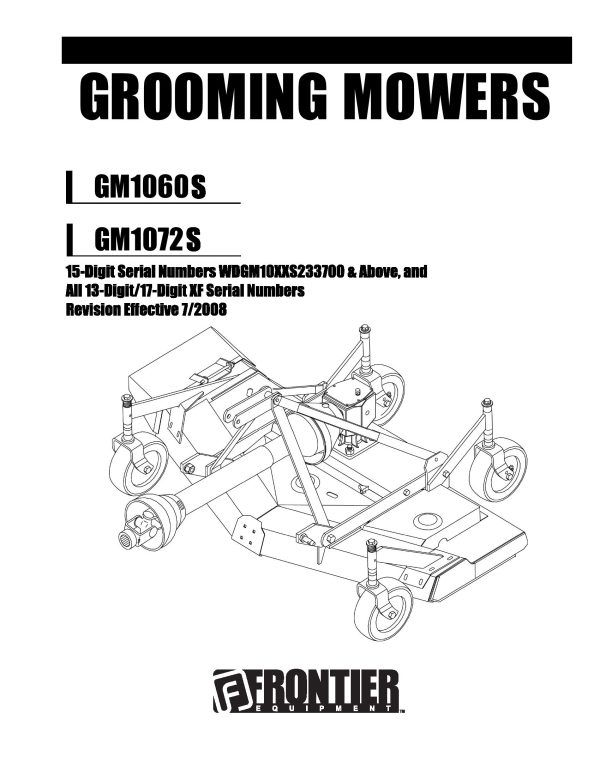 Frontier Grooming Mowers GM1060S GM1072S Operators Manual