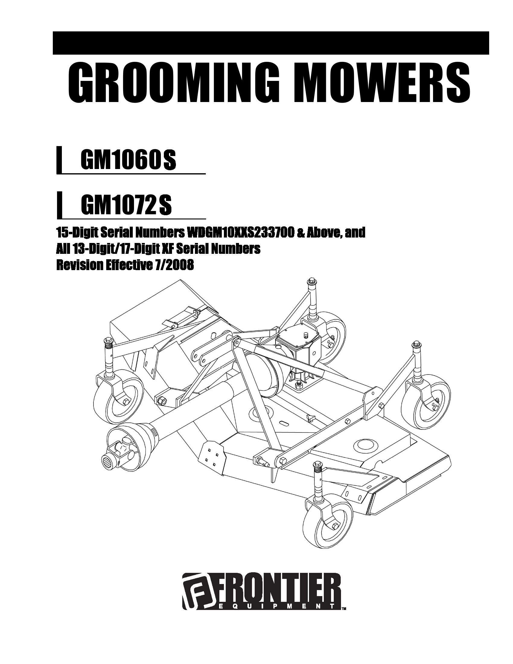 Frontier Grooming Mowers GM1060S GM1072S Operators Manual