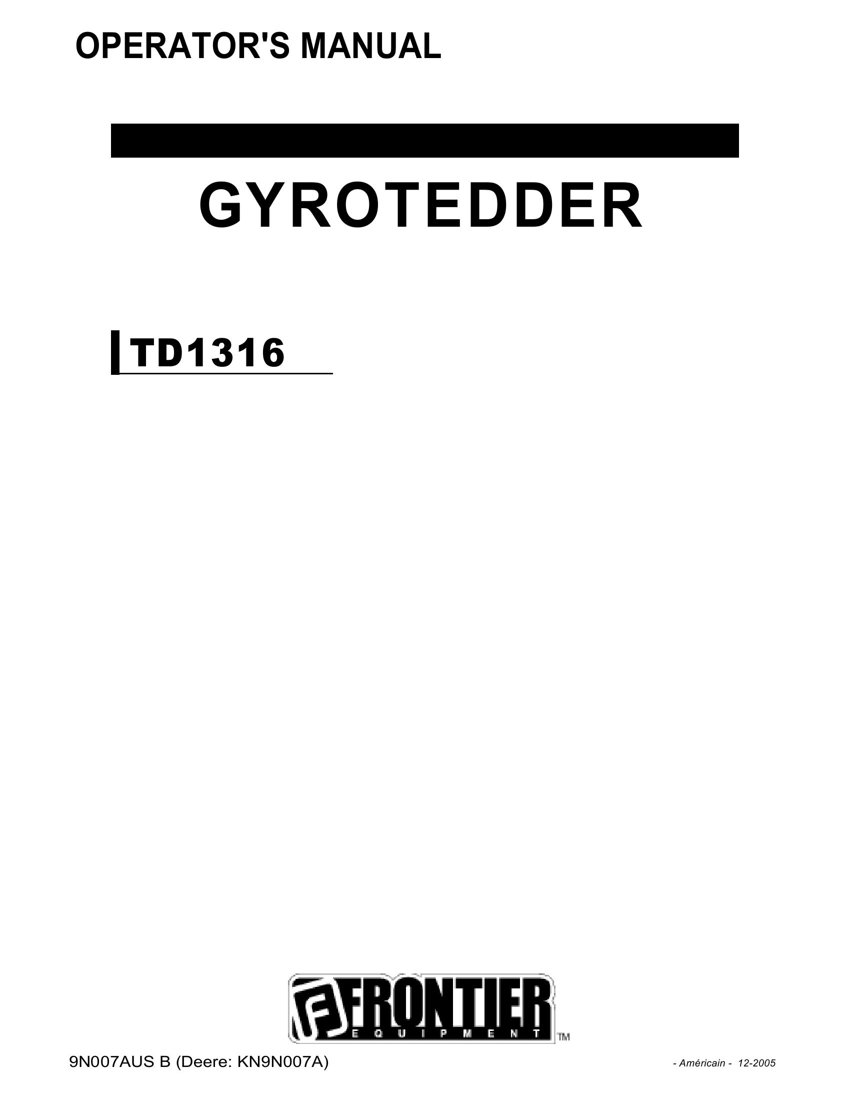 Frontier Gyrotedder TD1316 Operators Manual