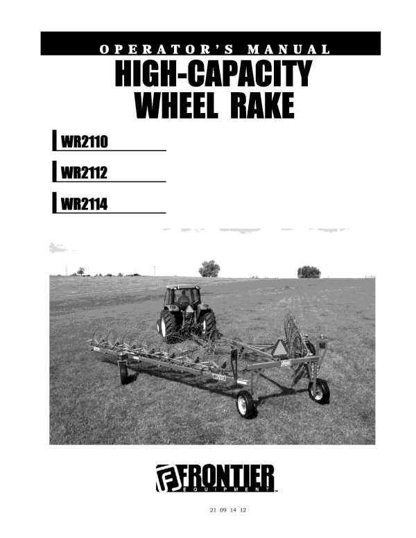 Frontier High Capacity Wheel Rake WR2110 WR2114 Operators Manual