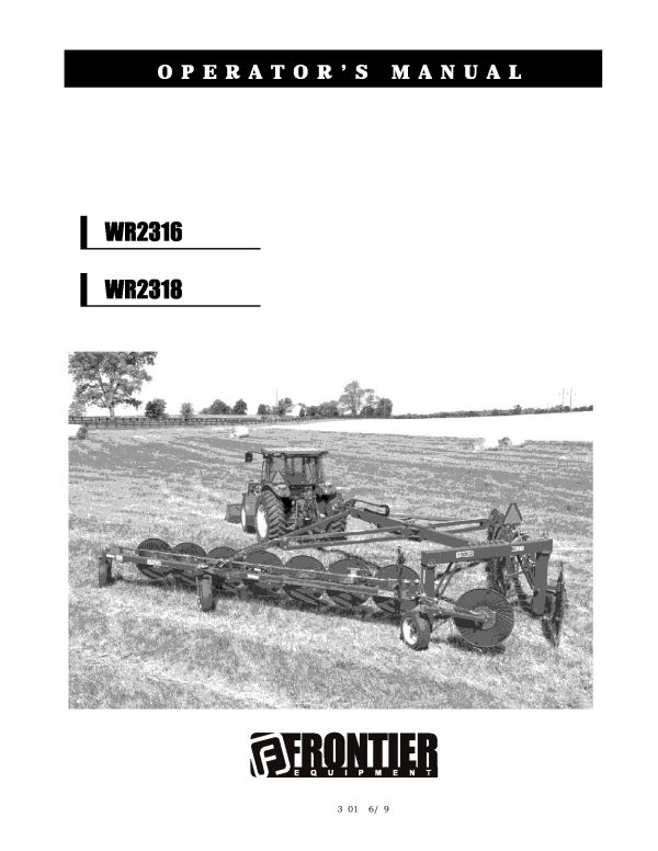 Frontier High Capacity Wheel Rake WR2316 WR2318 Operators Manual