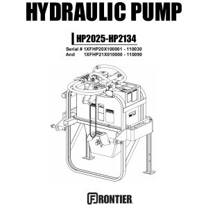 Frontier Hydraulic Pump HP2025 HP2134 Operators Manual 2011