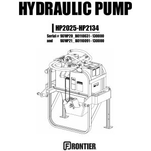 Frontier Hydraulic Pump HP2025 HP2134 Operators Manual 2012