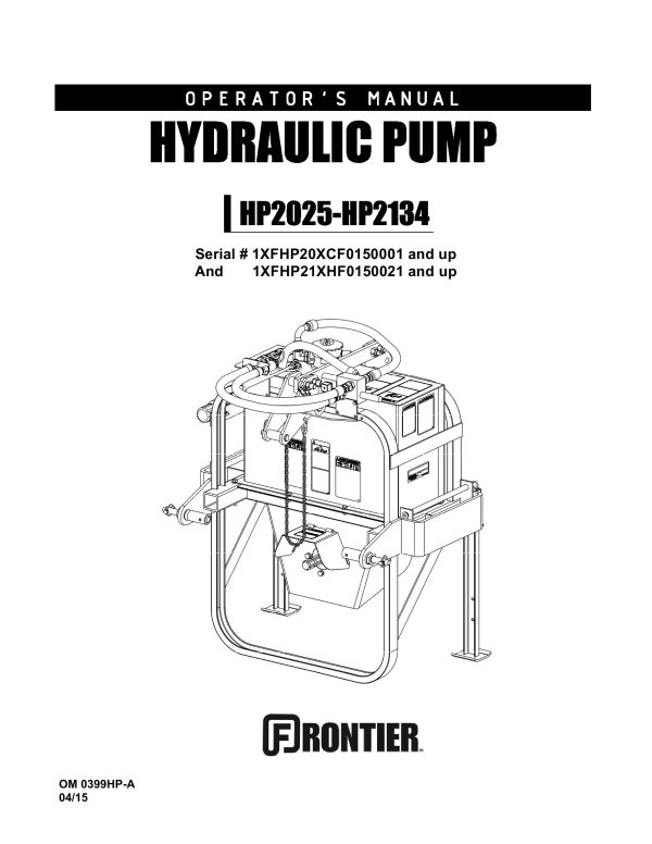 Frontier Hydraulic Pump HP2025 HP2134 Operators Manual 4.2015