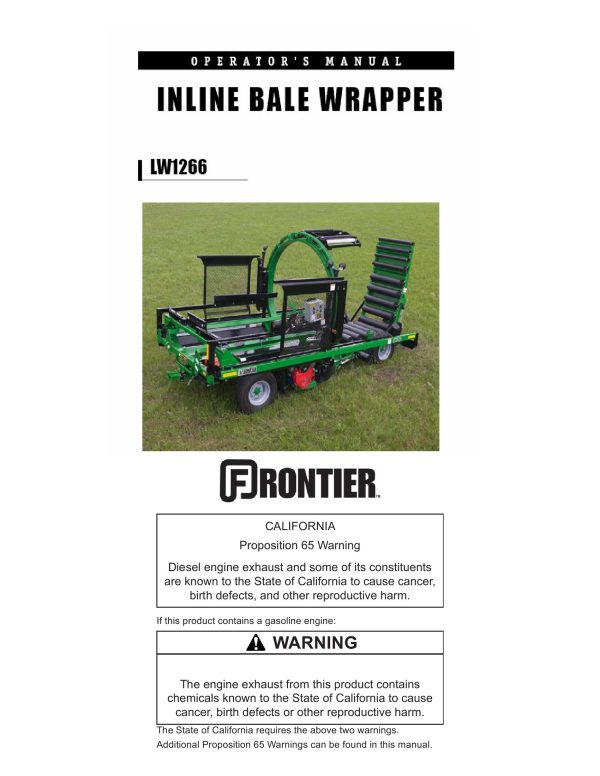Frontier Inline Bale Wrapper LW1266 Operators Manual