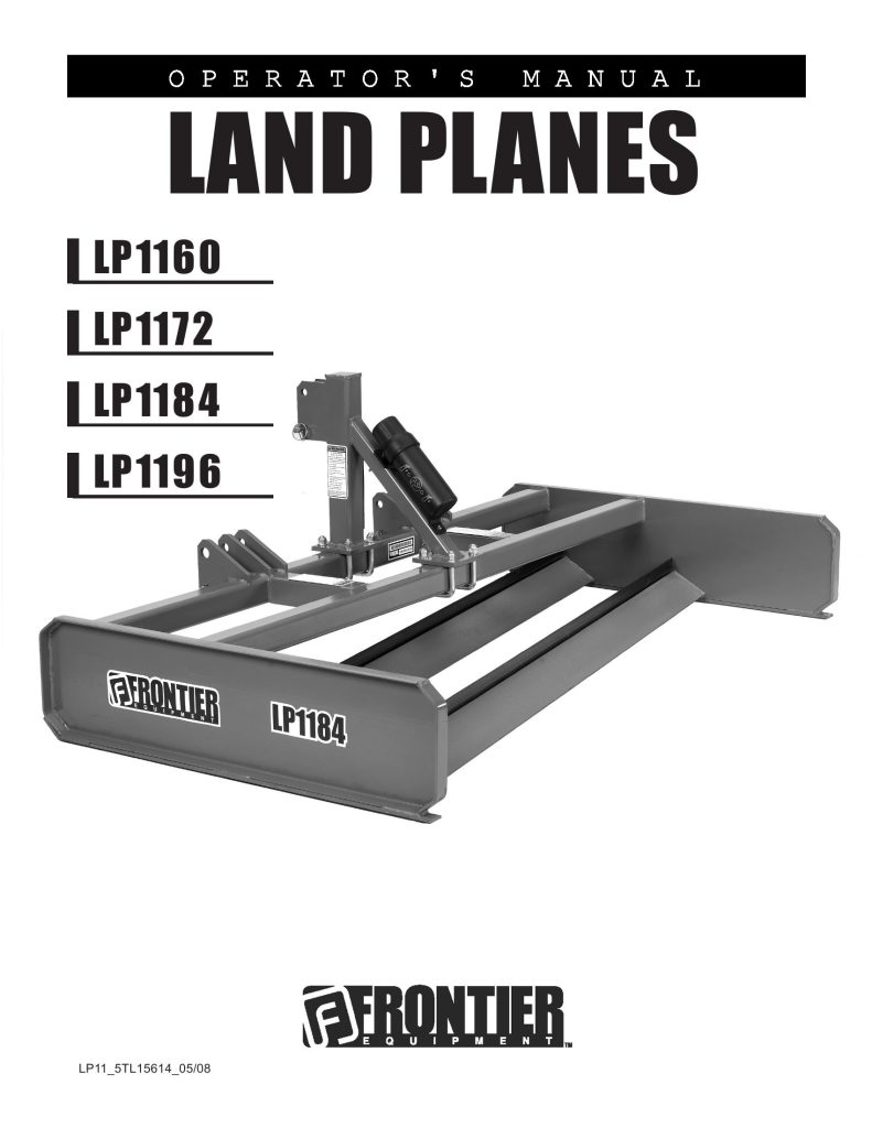 Frontier Land Planes LP1160 LP1196 Operator's Manual