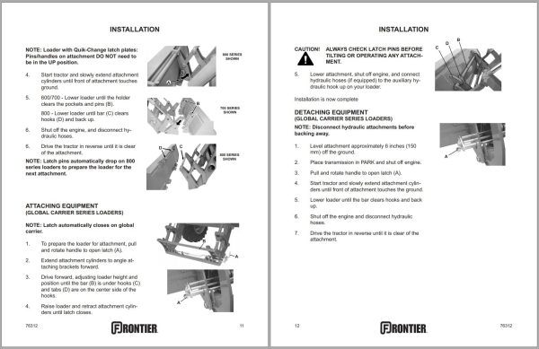 Frontier Loader Attachments AB16 AS11 Operators Parts Manual 1