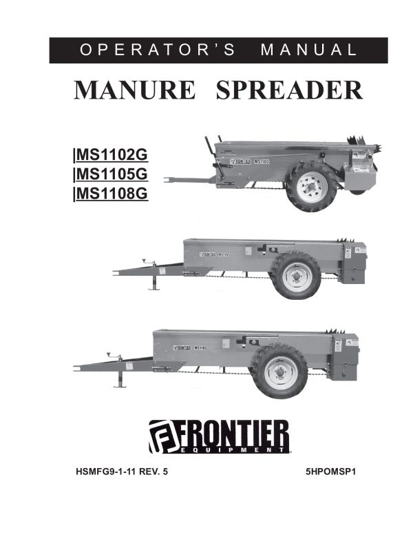 Frontier Manure Spreader MS1102G MS1108G Operators Manual