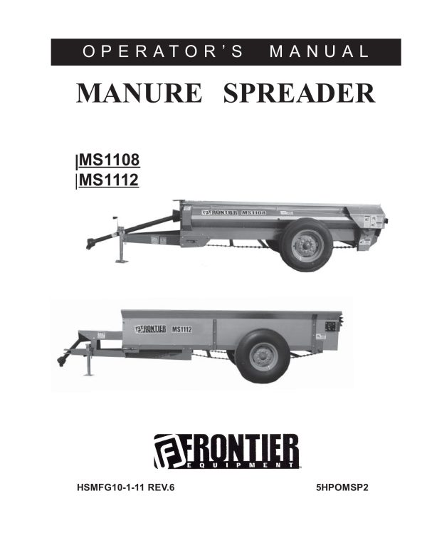Frontier Manure Spreader MS1108 MS1112 Operators Manual