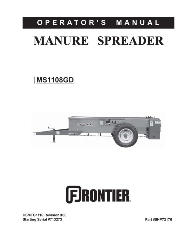 Frontier Manure Spreader MS1108GD Operators Manual