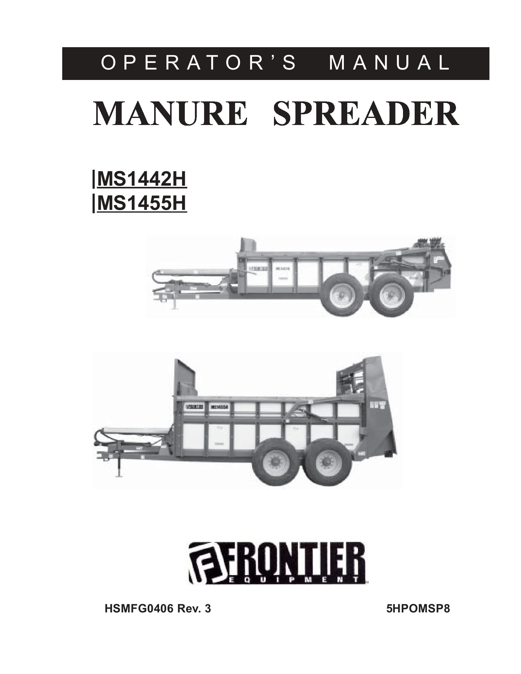 Frontier Manure Spreader MS1442H MS1455H Operators Manual