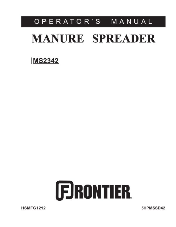 Frontier Manure Spreader MS2342 Operators Manual