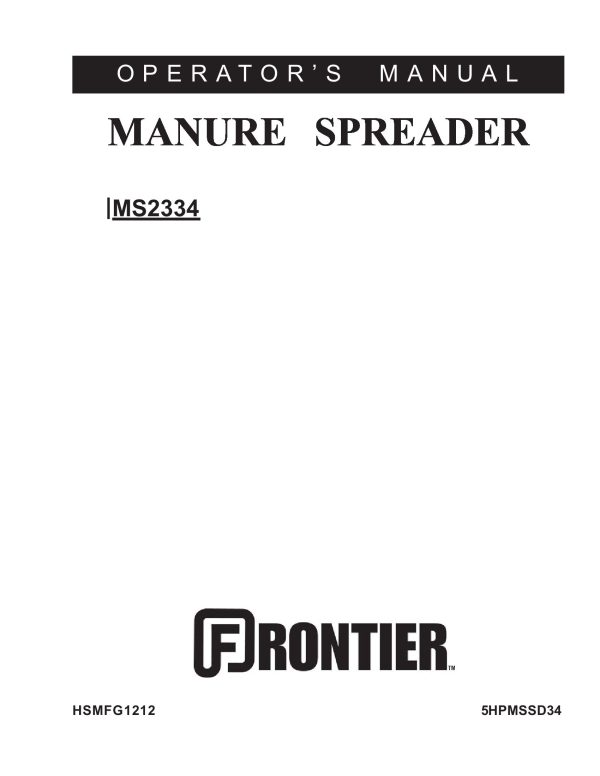 Frontier Manure Spreader NS2334 Operators Manual