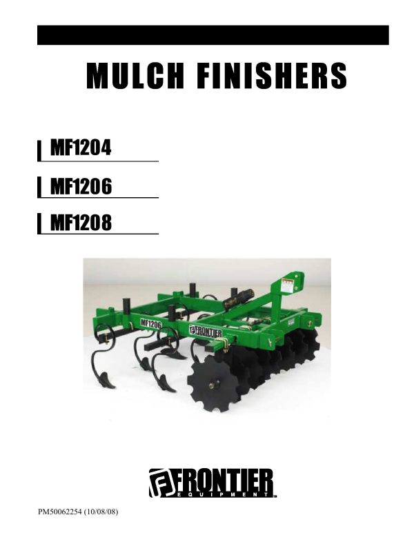 Frontier Mulch Finishers MF1204 MF1208 Operators Manual