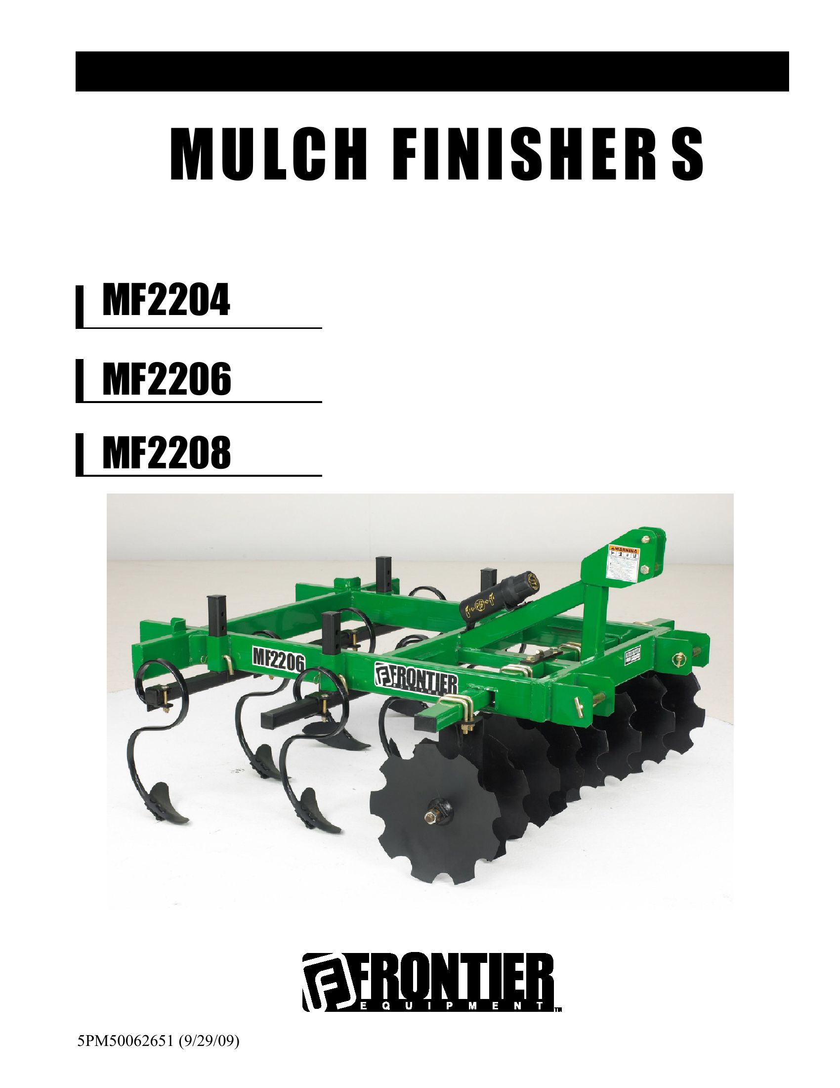 Frontier Mulch Finishers MF2204 MF2208 Operators Manual