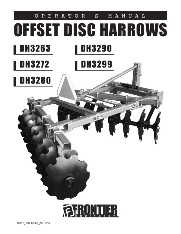 Frontier Offset Disk Harrow DH3263 DH3299 Operators Manual