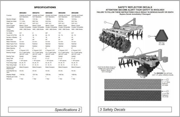 Frontier Offset Disk Harrow DH3263 DH3299 Operators Manual 1