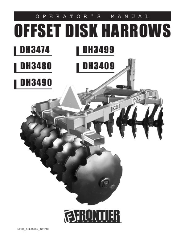 Frontier Offset Disk Harrow DH3406 DH3474 Operators Manual