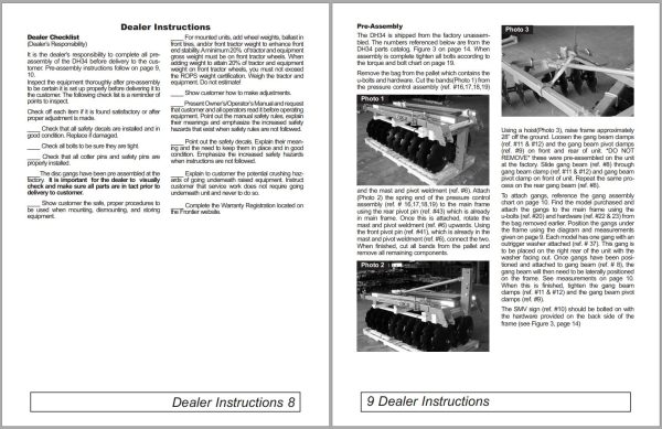 Frontier Offset Disk Harrow DH3406 DH3474 Operators Manual 1