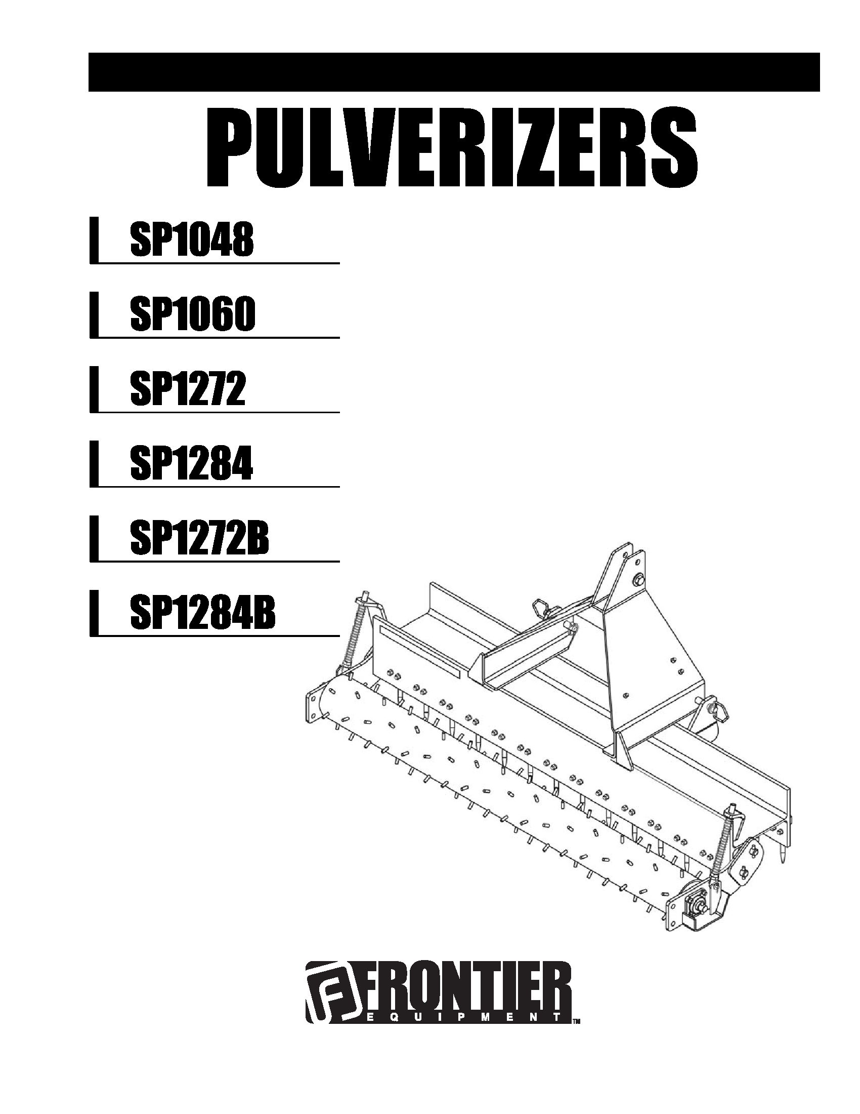 Frontier Pulverizers SP1048 SP1284B Operators Manual