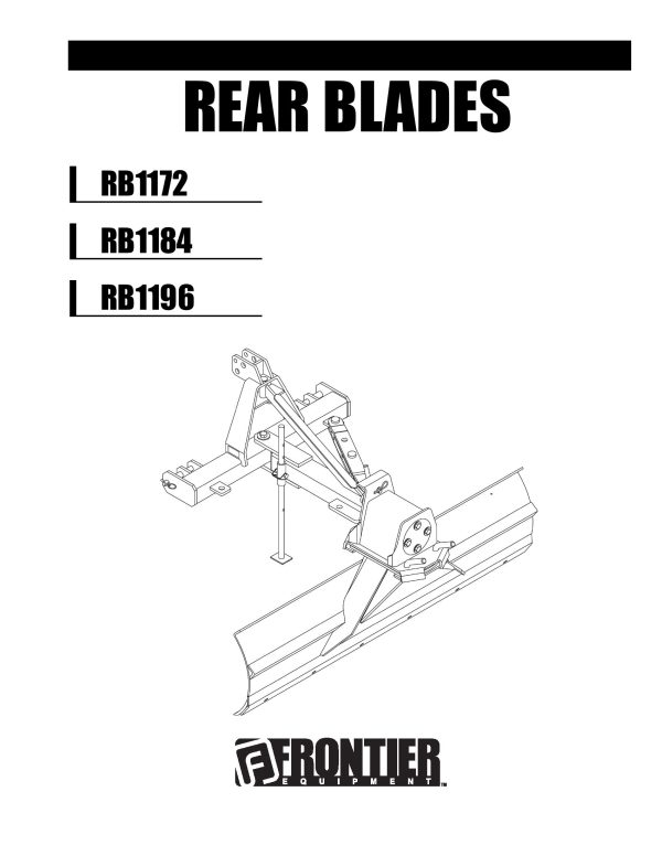 Frontier Rear Blades RB1172 RB1196 Operators Manual