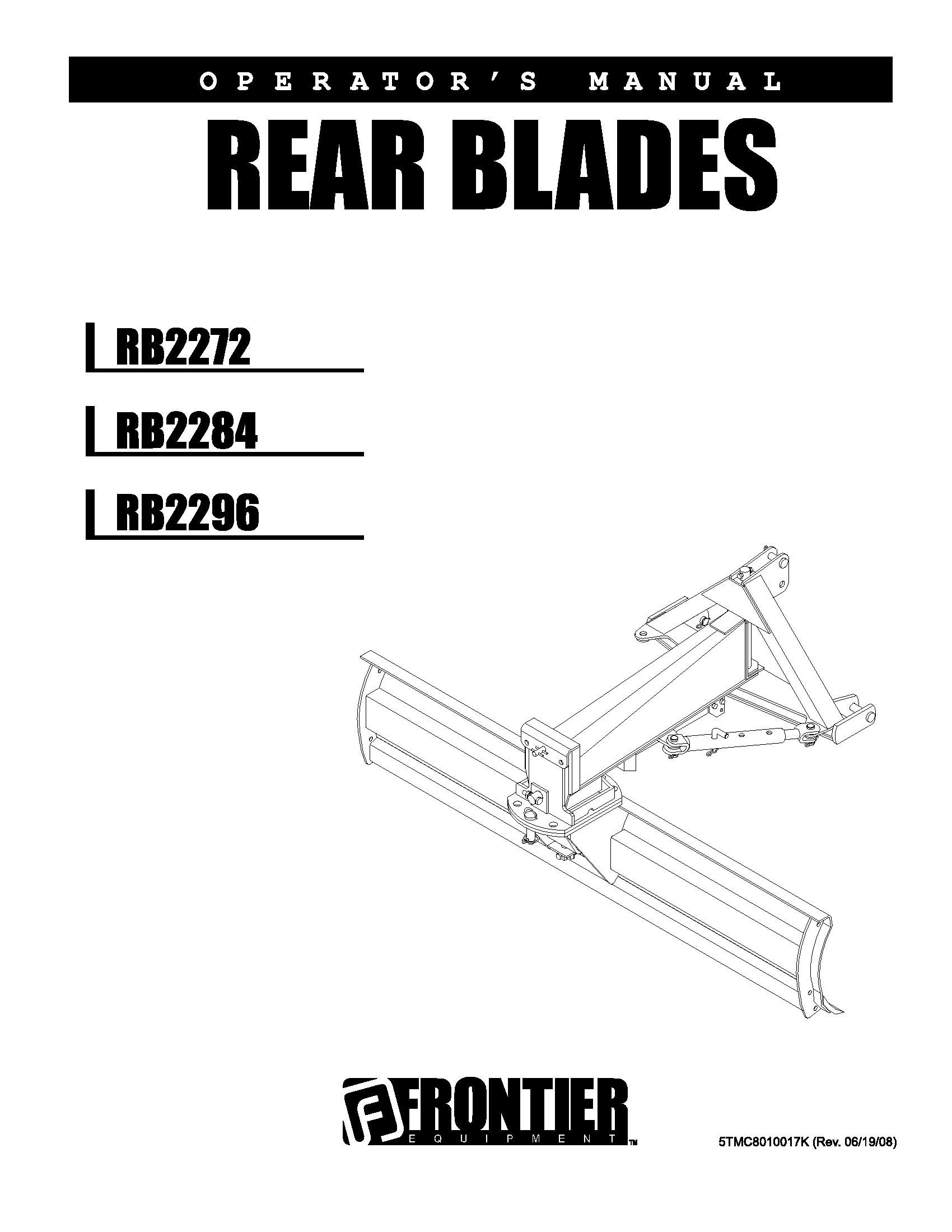 Frontier Rear Blades RB2272 RB2296 Operators Manual