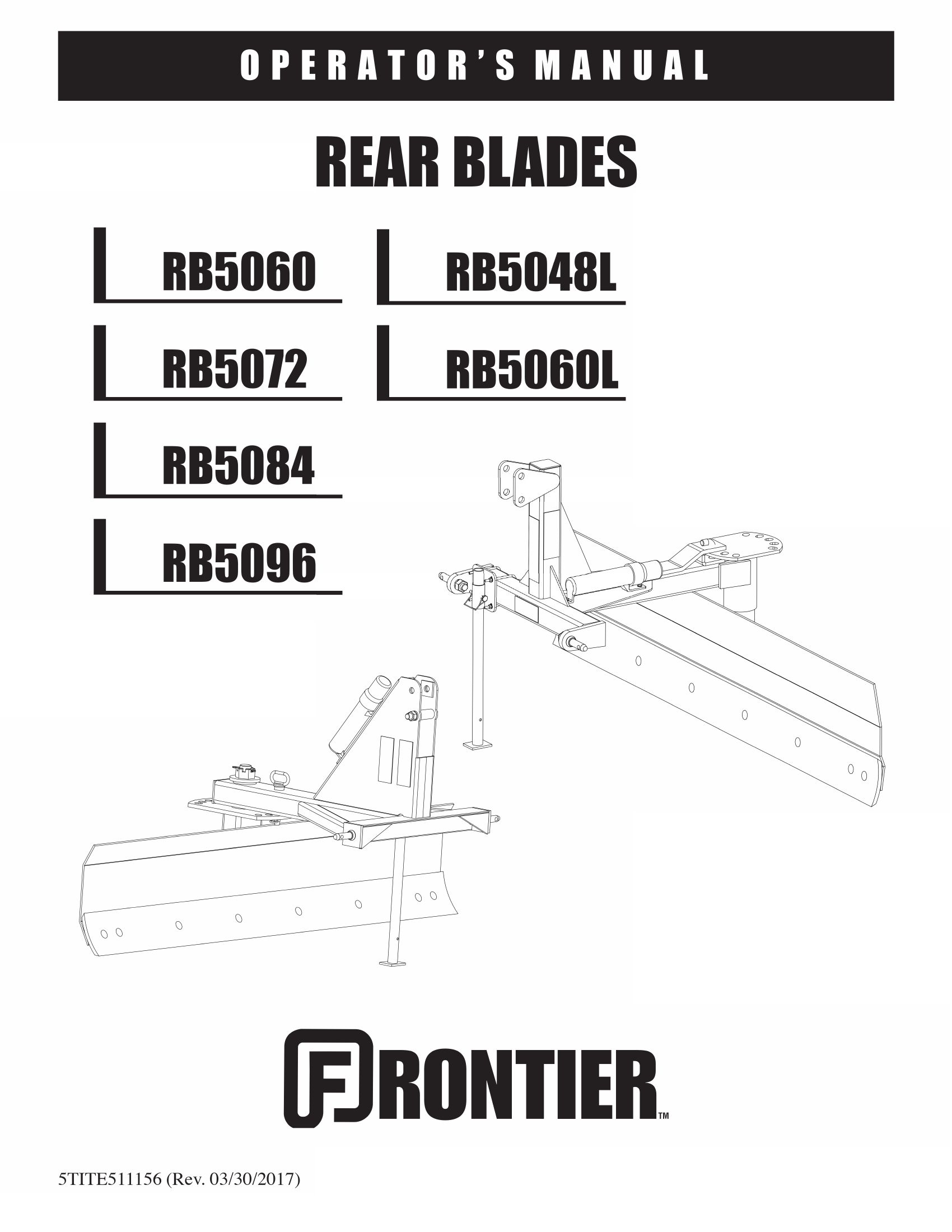 Frontier Rear Blades RB5060 RB5096 Operators Manual