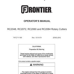 Frontier Rotary Cutters RC2048 RC2084 Operators Manual