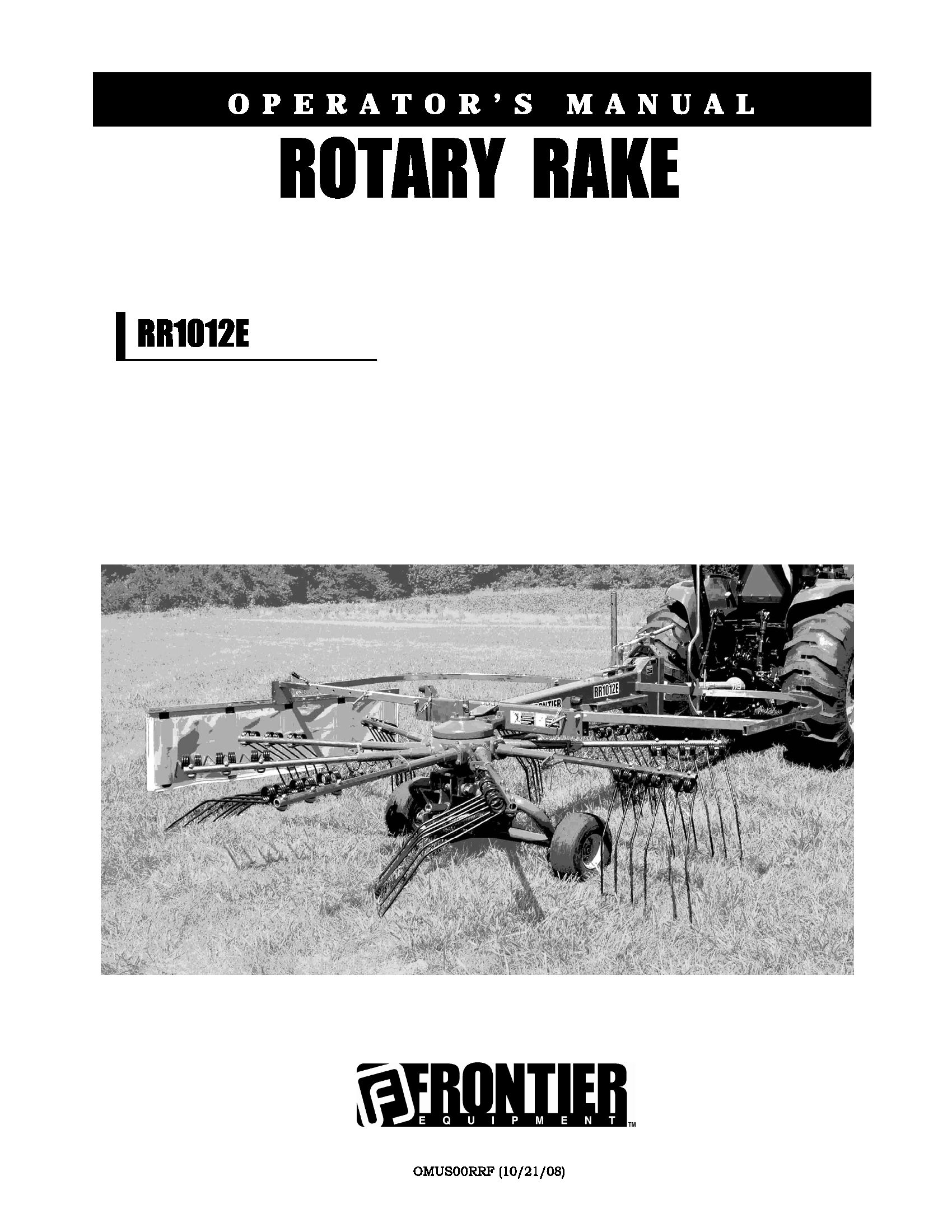 Frontier Rotary Rake RR1012E Operators Manual