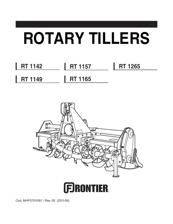 Frontier Rotary Tillers RT1142 RT1265 Operators Manual
