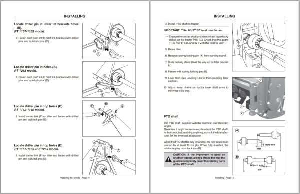 Frontier Rotary Tillers RT1142 RT1265 Operators Manual 1