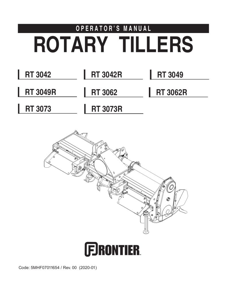 Frontier Rotary Tillers RT3042 RT3073R Operator's Manual