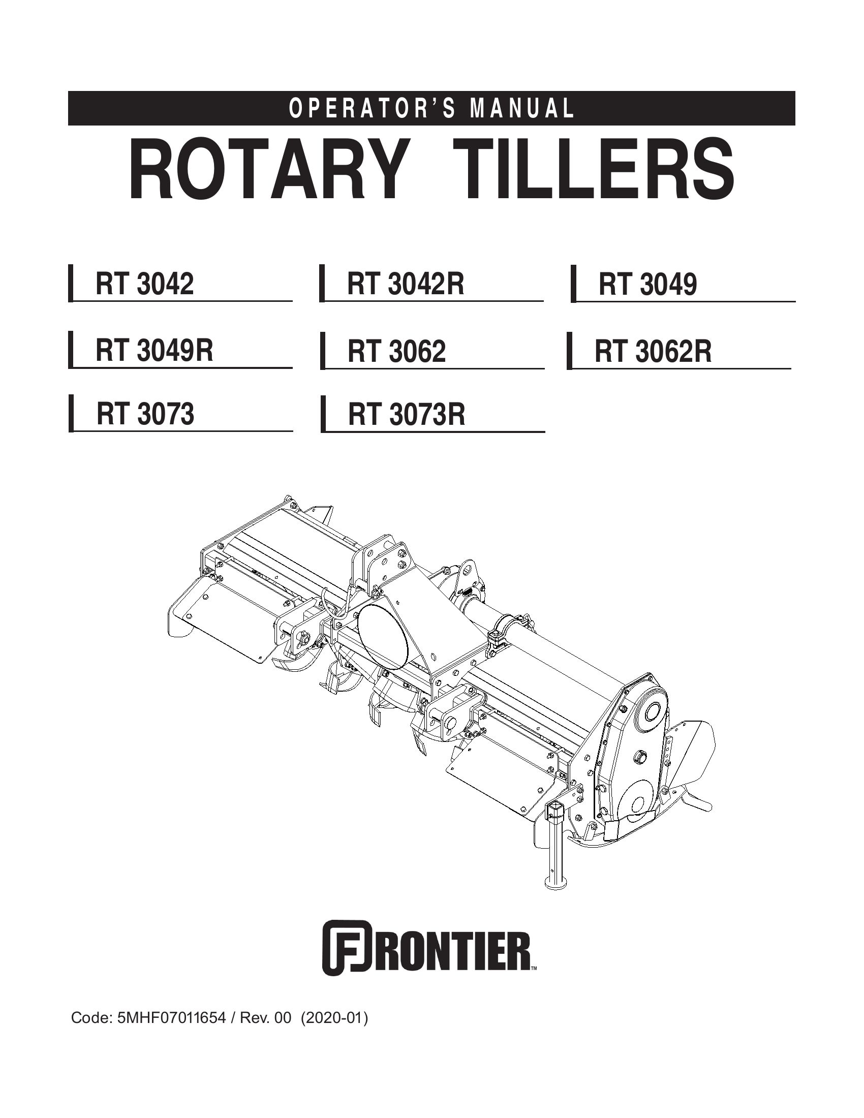 Frontier Rotary Tillers RT3042 RT3073R Operators Manual