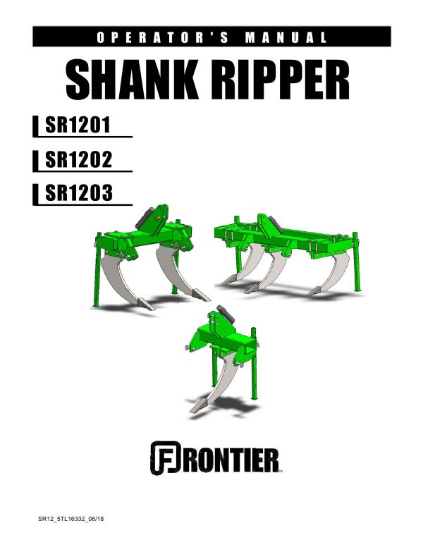 Frontier Shank Ripper SR1201 SR1203 Operators Manual
