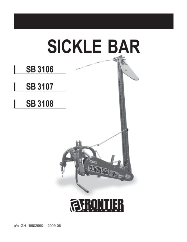 Frontier Sickle Bar SB3106 SB3108 Operators Manual 2009