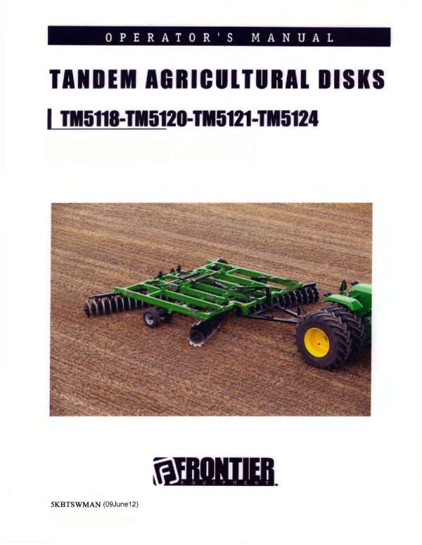 Frontier Tandem Agricultural Disks TM5118 TM5124 Operators Manual