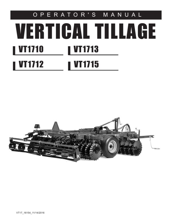 Frontier Vertical Tillage VT1710 VT1715 Operators Manual