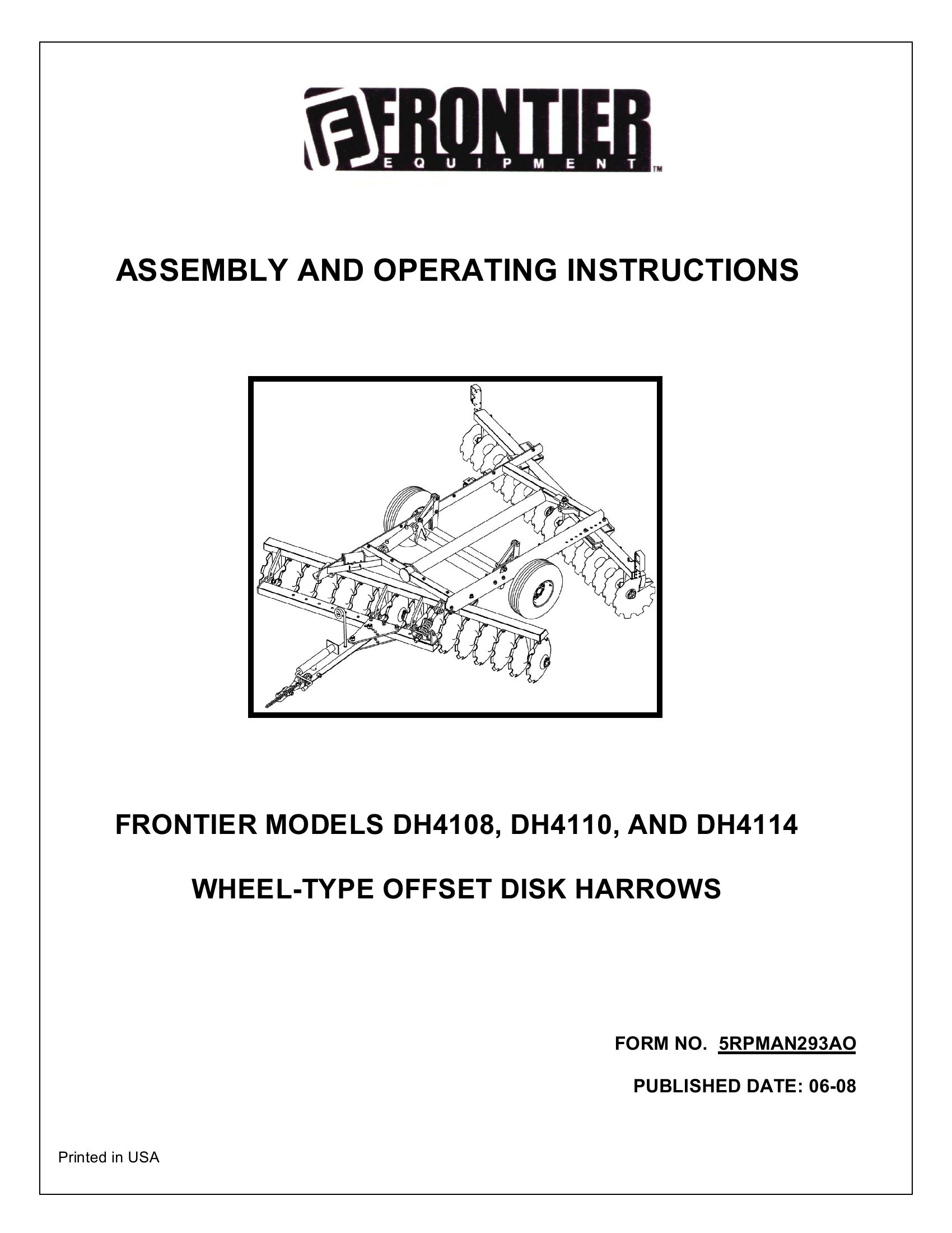 Frontier Wheel Offset Disk Harrow DH4108 DH4114 Assembly Operating Instruction