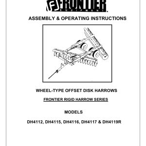 Frontier Wheel Offset Disk Harrow DH4112 DH4119R Assembly Operating Instruction