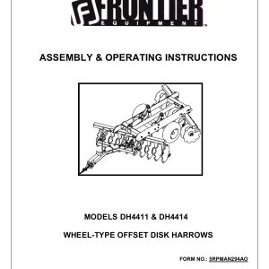 Frontier Wheel Offset Disk Harrow DH4411 DH4414 Assembly Operating Instruction