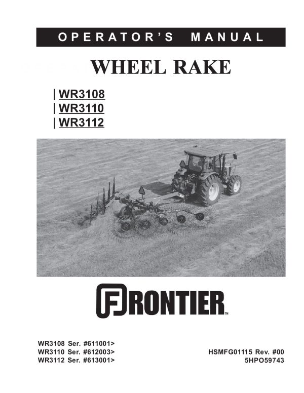 Frontier Wheel Rake WR3108 WR3112 Operators Manual