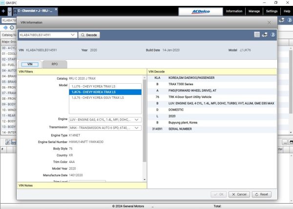 General Motors GM Korea EPC 06.2024 Spare Parts List WMWare 2