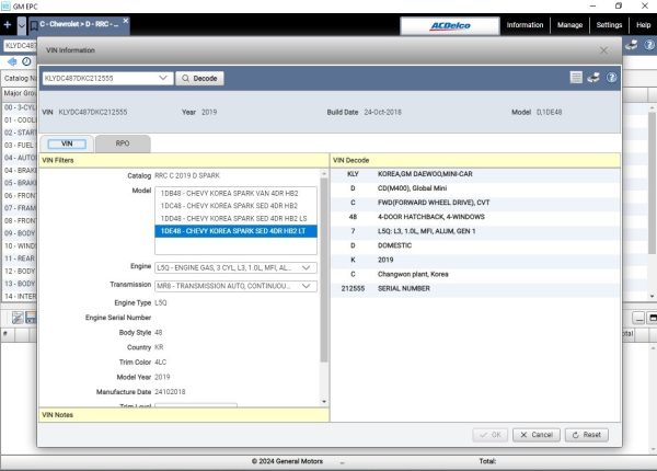 General Motors GM Korea EPC 06.2024 Spare Parts List WMWare 3